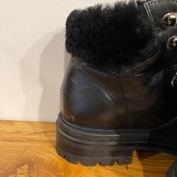 Elena Solano Black Faux Fur Lace Up Booties - Picture 3 of 8